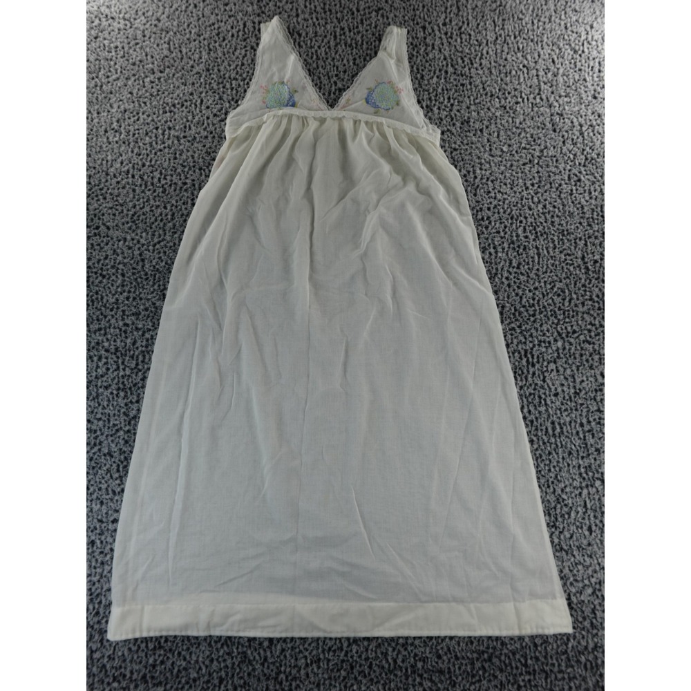 VTG Iris for Neiman‎ Marcus Embroidered Lace Nightgown White Cotton Slip Small